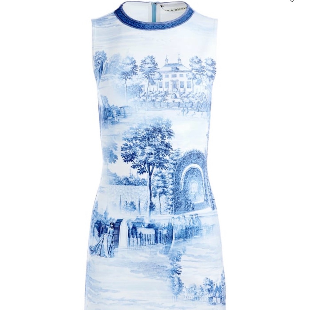 Alice + Olivia Scenic Blue and White Dress
